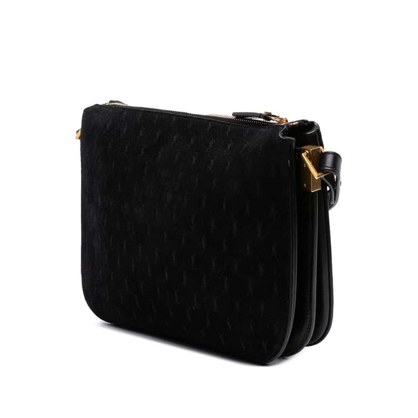 Saint Laurent Suede Allover Monogram Crossbody Black Leather Good condition - Back View