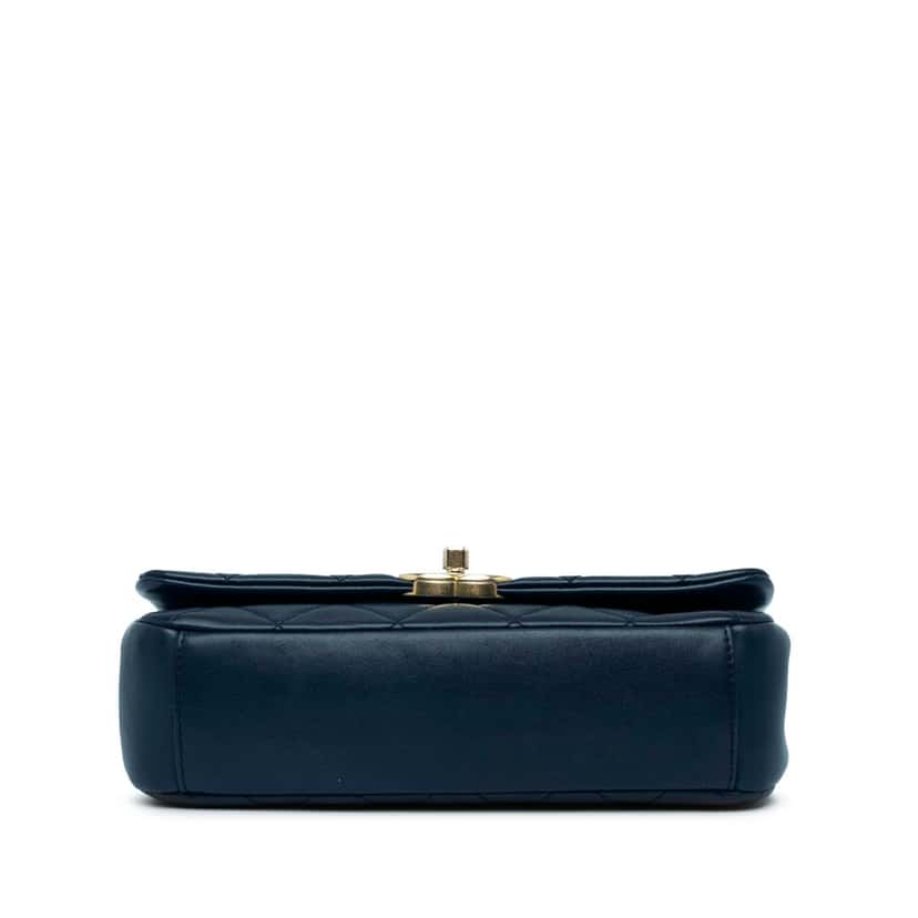 Chanel Quilted Lambskin Chain is More Flap Blue Leather Good condition - Inside View