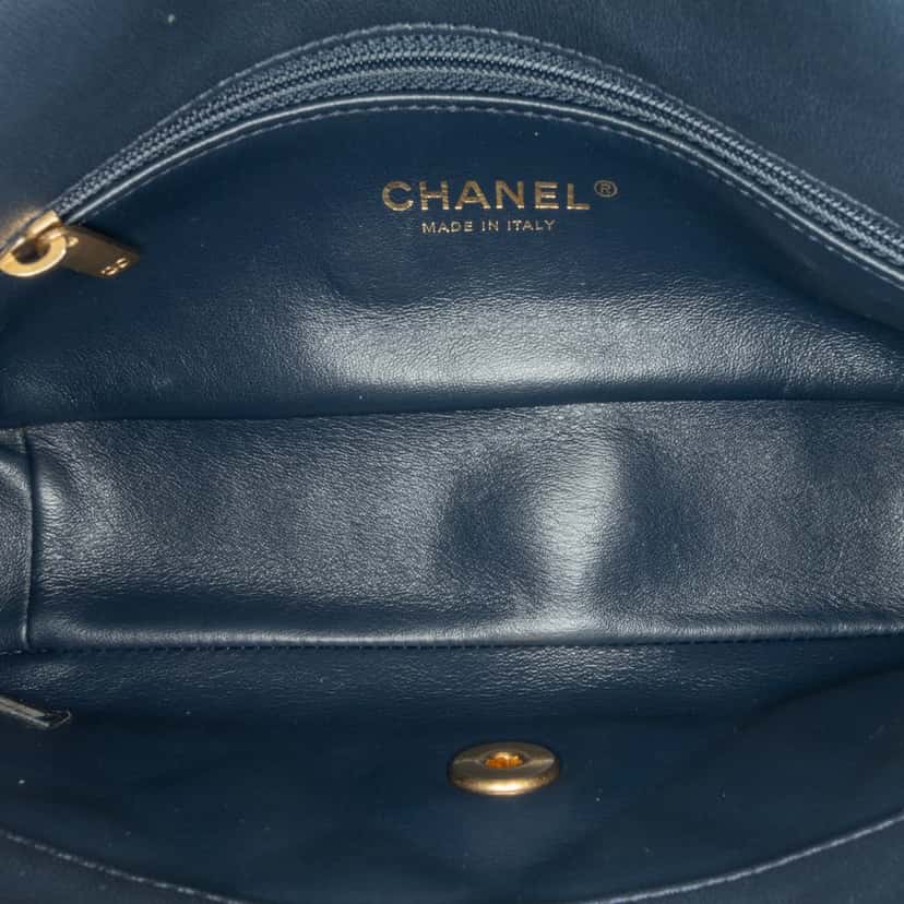 Chanel Quilted Lambskin Chain is More Flap Blue Leather Good condition - Model View