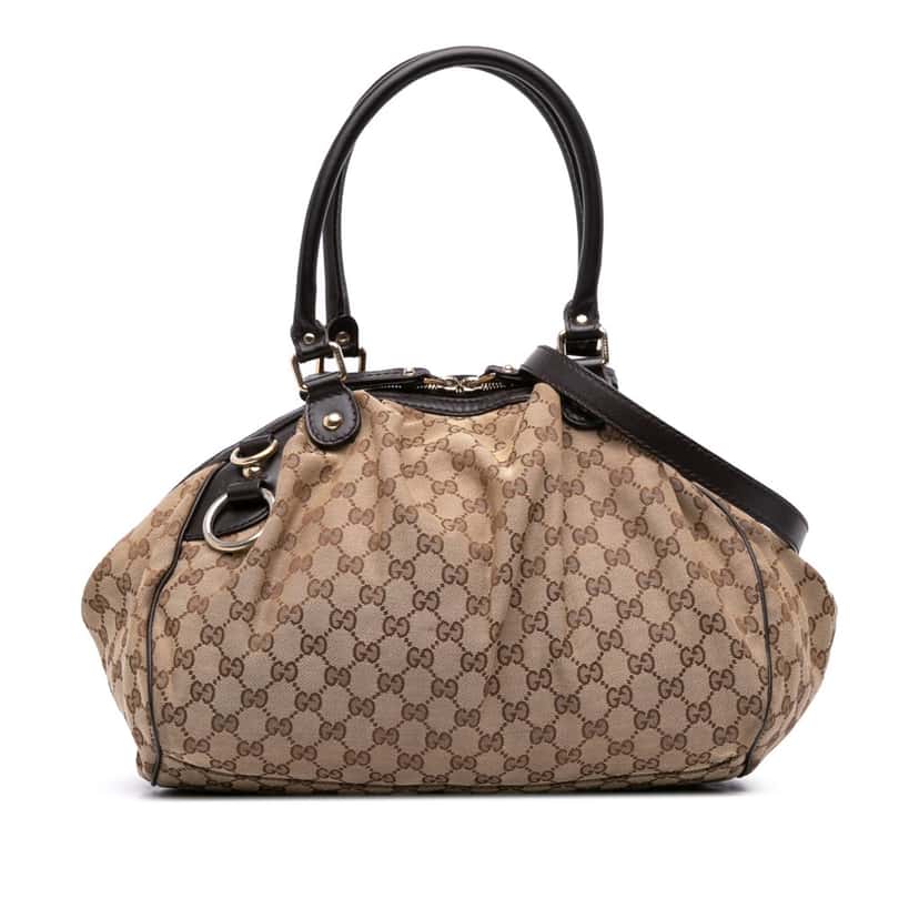Gucci GG Canvas Sukey Satchel Brown Canvas Good condition - Front View