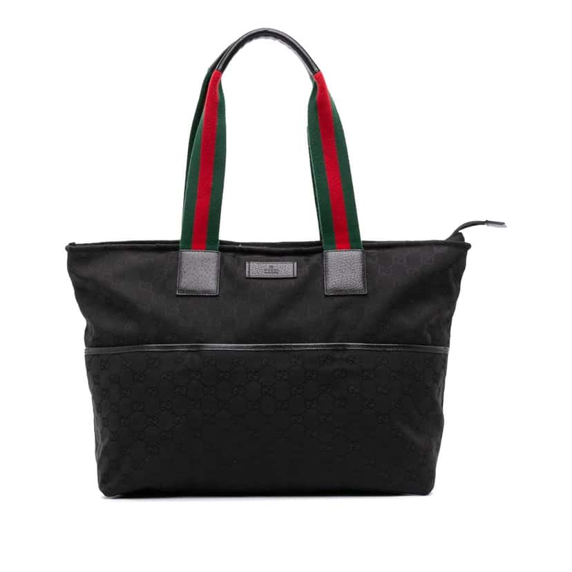 Gucci GG Canvas Web Tote Black Canvas Good condition - Front View
