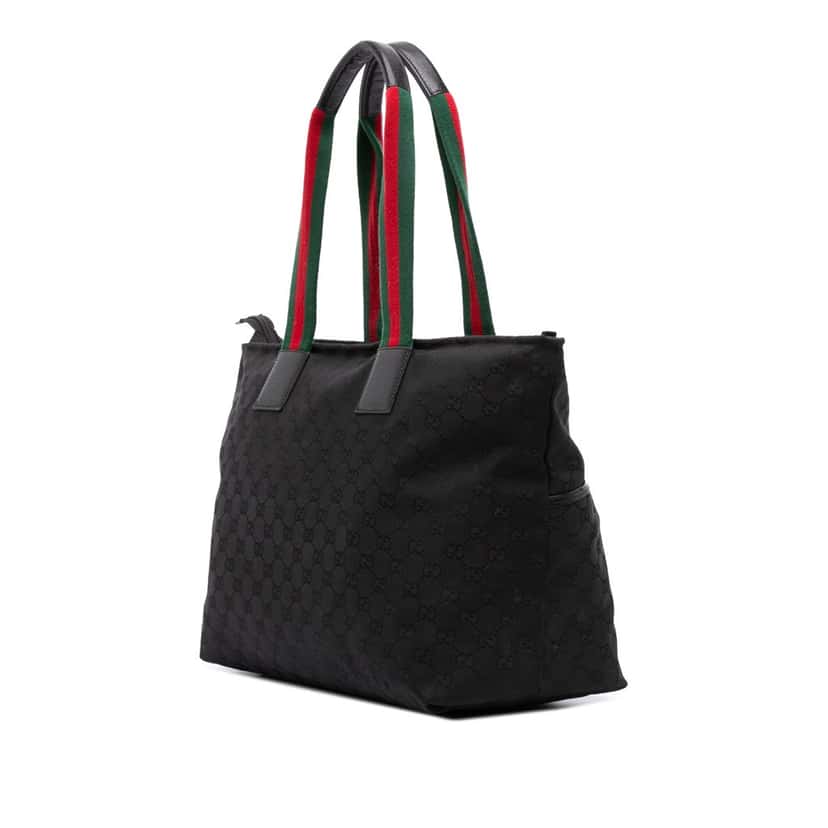 Gucci GG Canvas Web Tote Black Canvas Good condition - Back View