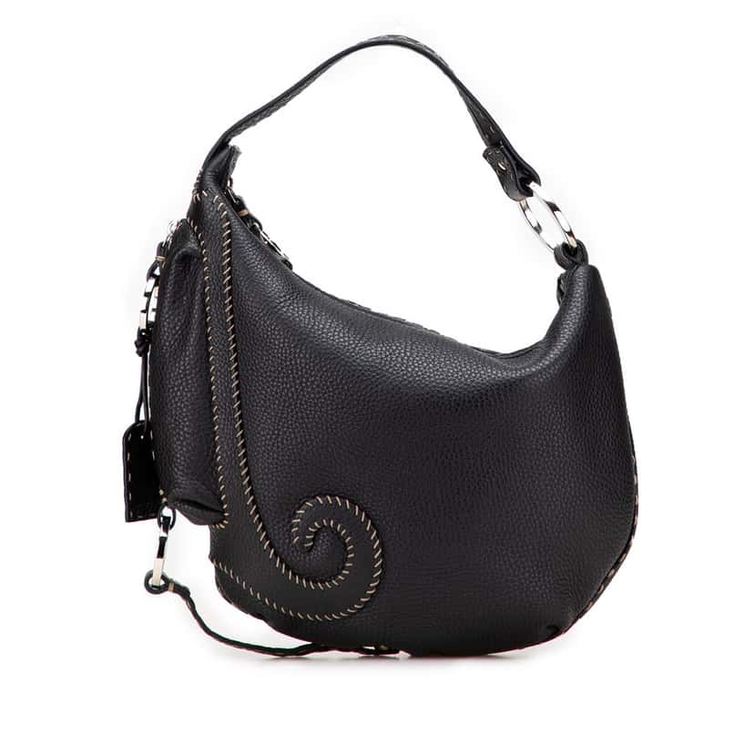 Fendi Leather Selleria Oyster Hobo Black Leather Good condition - Front View