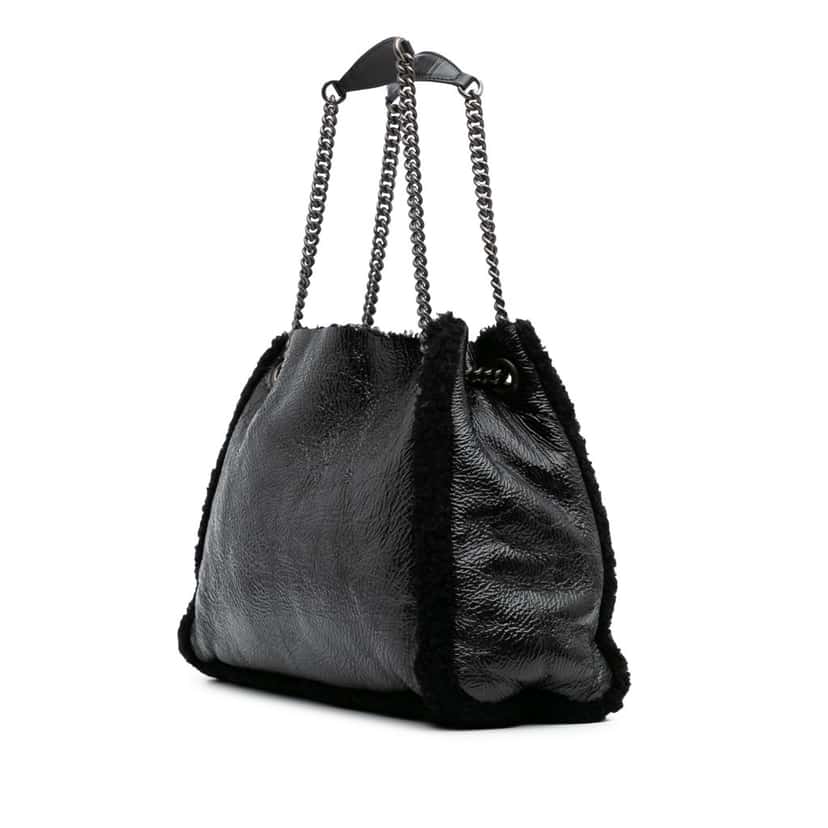 Gucci Medium Patent Shearling Soho Chain Tote Black Leather Good condition - Back View