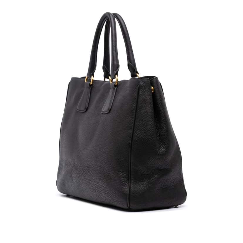 Prada Vitello Daino Open Convertible Tote Black Leather Good condition - Back View