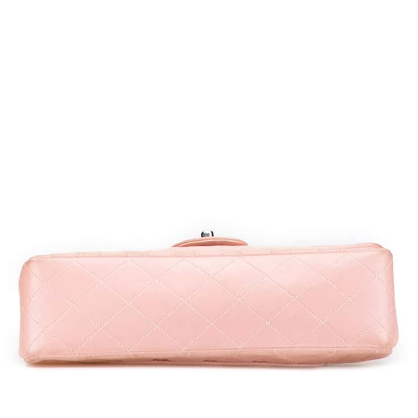 Chanel Medium Classic Lambskin Double Flap Pink Leather Good condition - Inside View