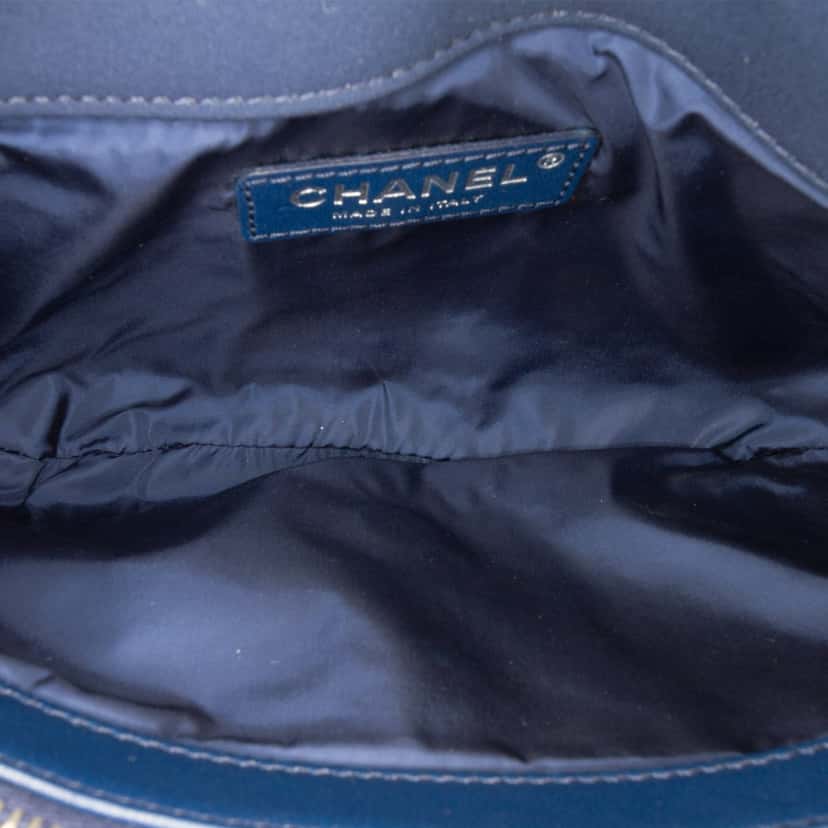 Chanel Classic Jersey Single Flap Blue Cotton Good condition - Model View
