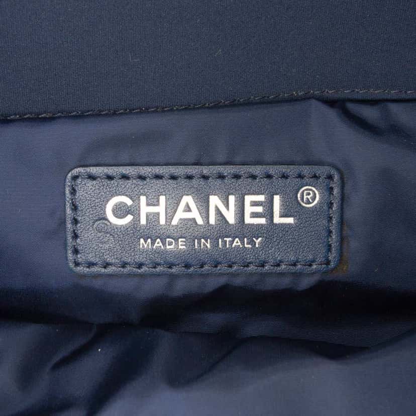 Chanel Classic Jersey Single Flap Blue Cotton Good condition - Box View