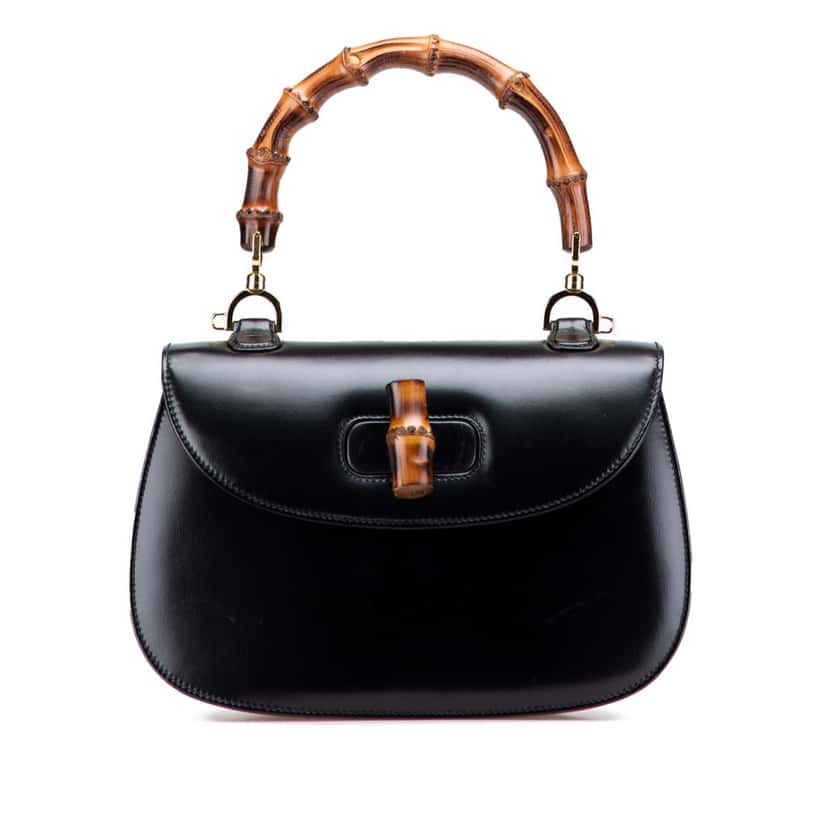 Gucci Calfskin Bamboo Night Black Leather Good condition - Front View