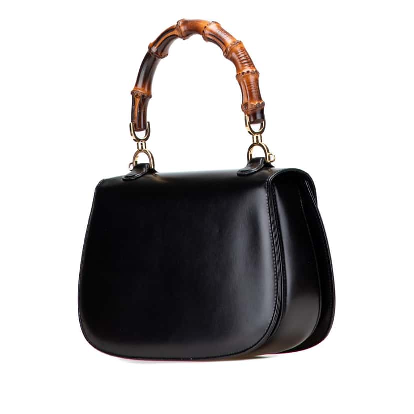 Gucci Calfskin Bamboo Night Black Leather Good condition - Back View