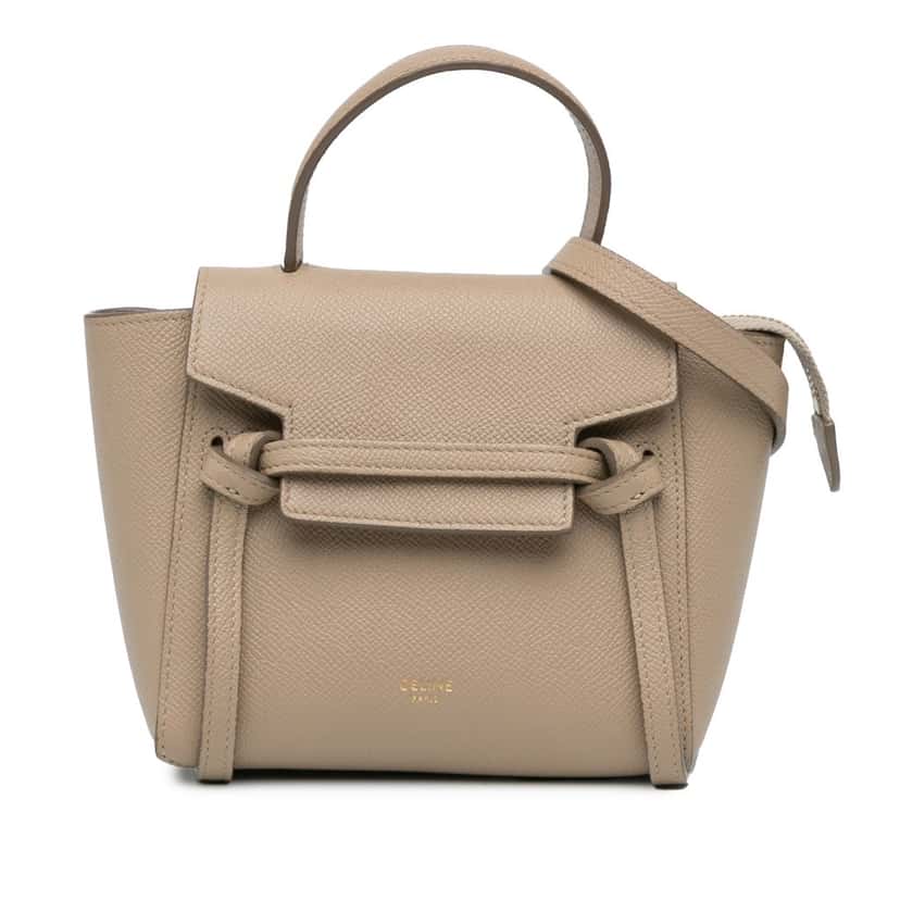 Celine Pico Grained Calfskin Belt Bag Brown Leather Good condition - Front View