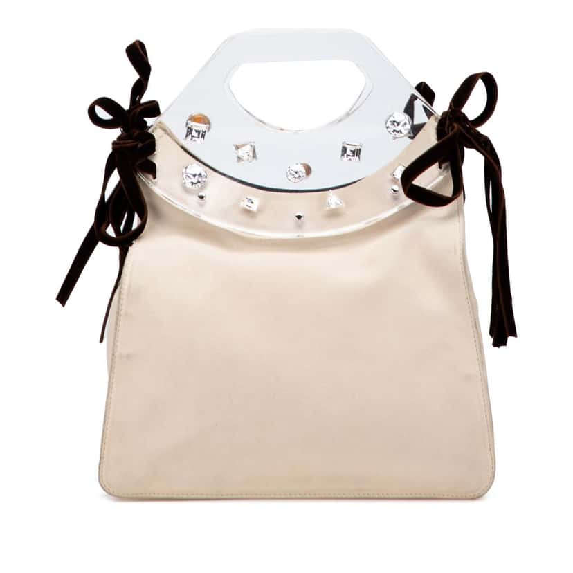 Yves Saint Laurent Suede Crystal Handbag Brown Leather Good condition - Front View