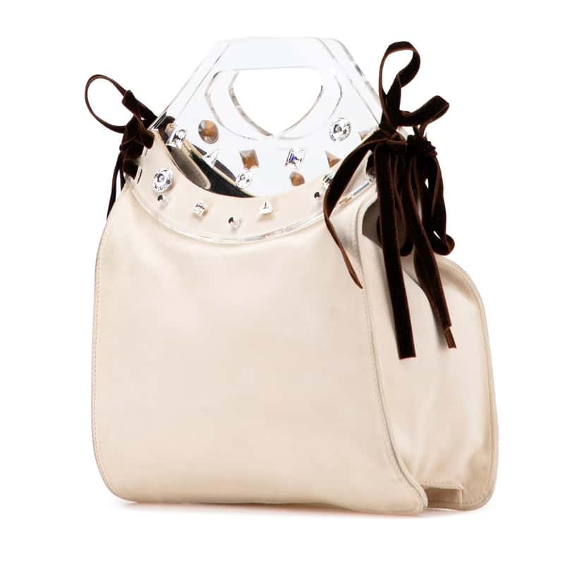 Yves Saint Laurent Suede Crystal Handbag Brown Leather Good condition - Back View