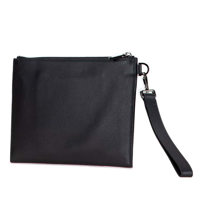 Dior Grained Calfskin CD Icon Signature A5 Pouch Black Leather Good condition - Back View