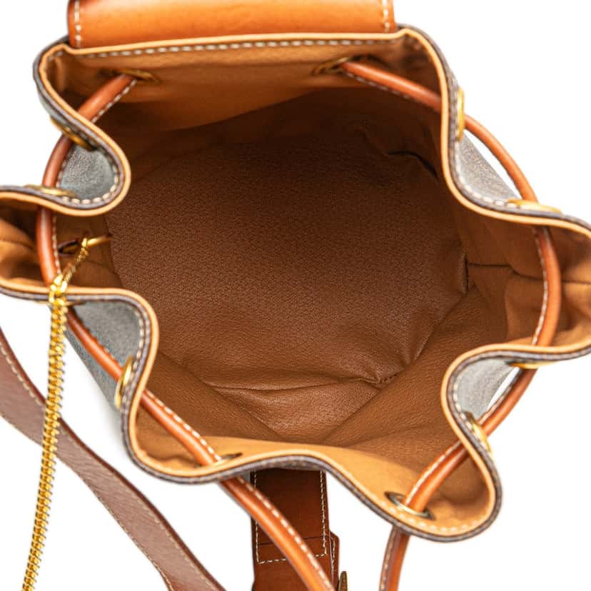 Celine Macadam Coated Canvas Drawstring Sling Bag Brown Canvas Good condition - Model View