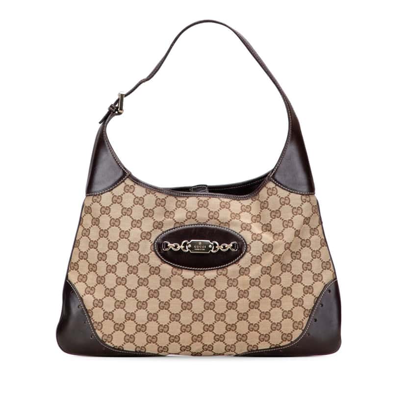 Gucci GG Canvas Punch Hobo Brown Canvas Good condition - Front View
