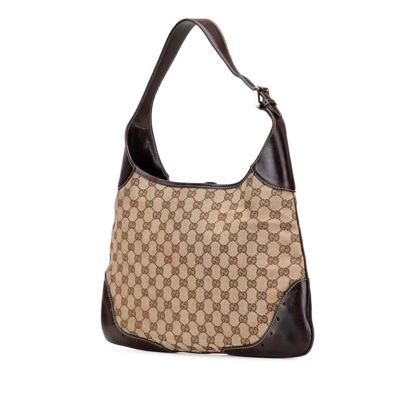 Gucci GG Canvas Punch Hobo Brown Canvas Good condition - Back View