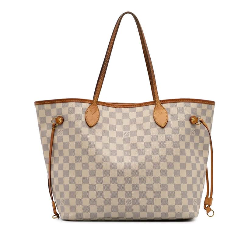 Louis Vuitton Damier Azur Neverfull MM White Canvas Good condition - Front View