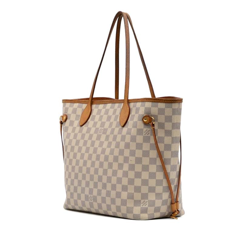 Louis Vuitton Damier Azur Neverfull MM White Canvas Good condition - Back View