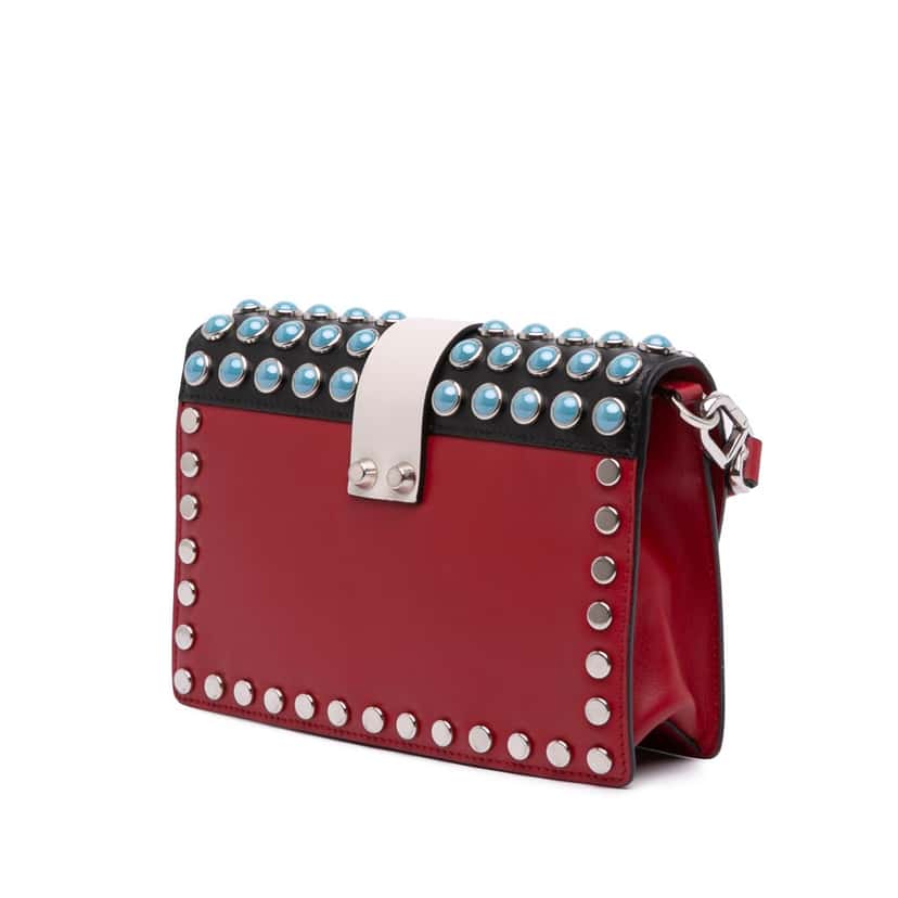 Prada City Calfskin Comic Print Studded Elektra Crossbody Red Leather Good condition - Back View