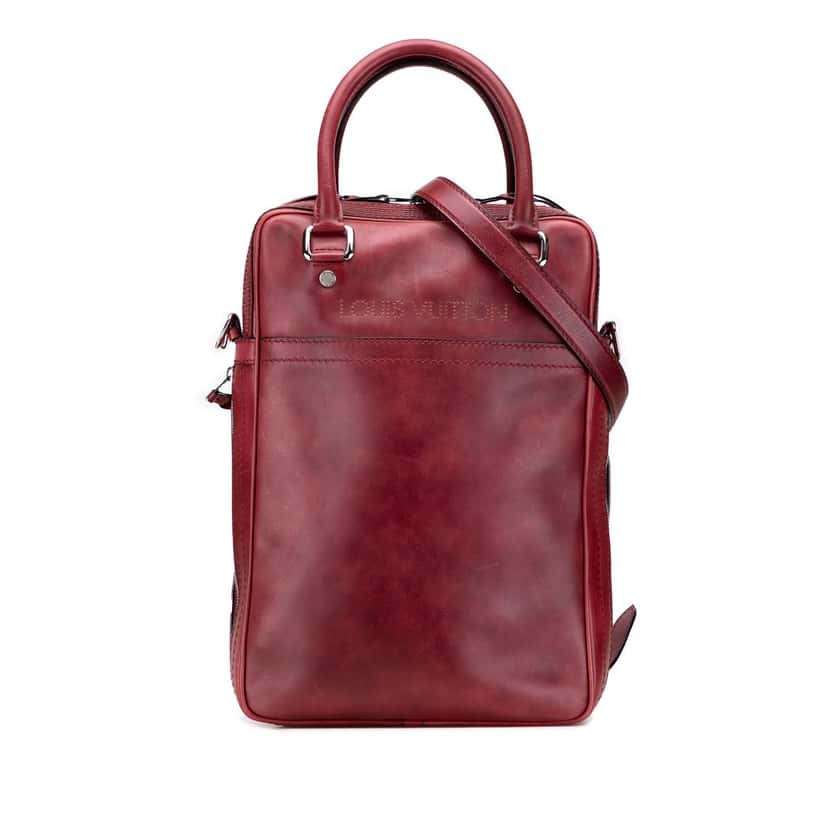 Louis Vuitton Cuir Bequia Porte Document Vertical Bag Red Leather Fair condition - Front View