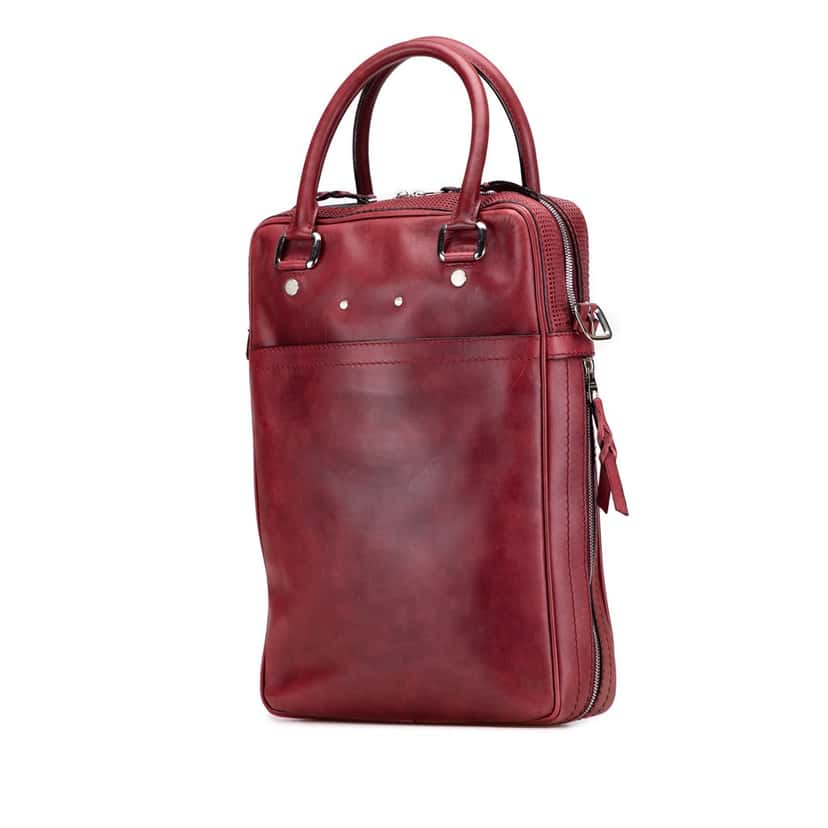 Louis Vuitton Cuir Bequia Porte Document Vertical Bag Red Leather Fair condition - Back View