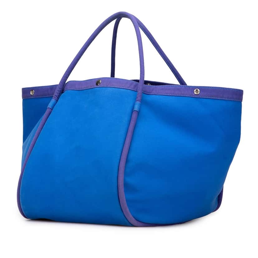 Hermès Toile Lindy Beach Bag Blue Canvas Good condition - Back View