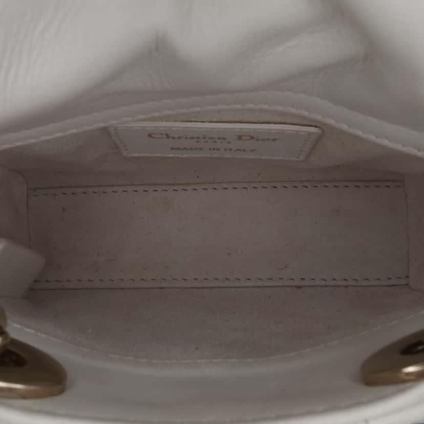 Dior Micro Lambskin Cannage Lady Dior White Leather Good condition - Model View