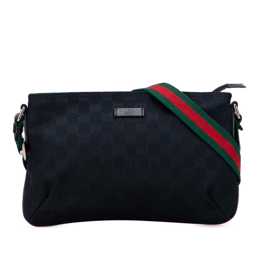 Gucci GG Canvas Web Crossbody Black Canvas Good condition - Front View