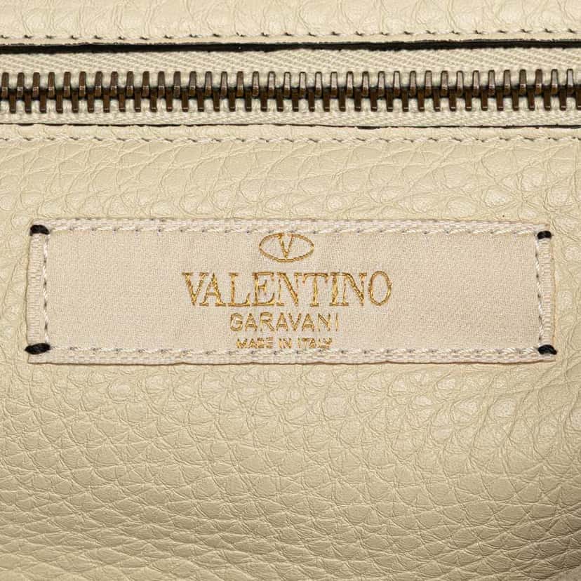Valentino Small Leather Rockstud Rolling Trapeze Satchel White Leather Good condition - Box View