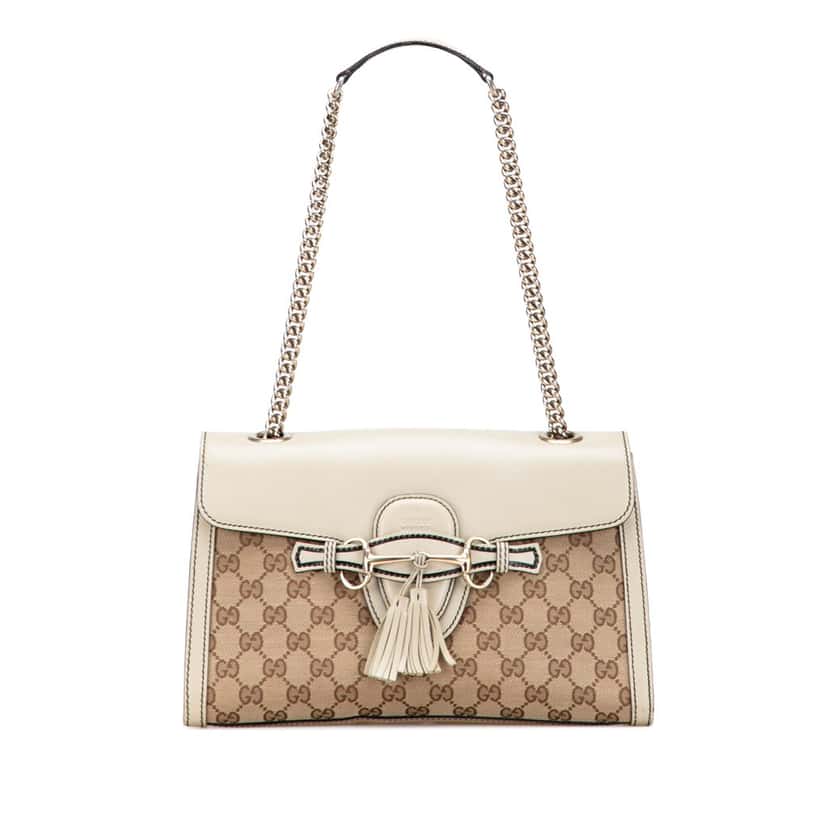 Gucci Medium GG Canvas Emily Shoulder Bag Brown Canvas Good condition - Front View