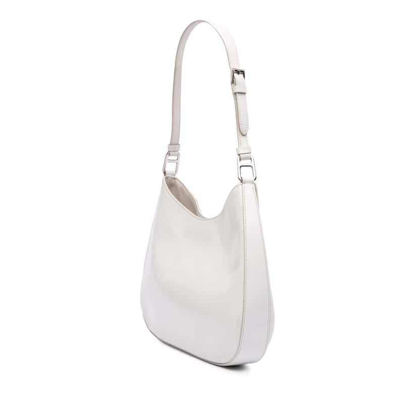Prada Spazzolato Cleo Shoulder Bag White Leather Good condition - Back View