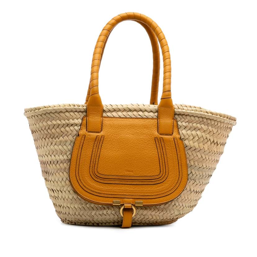 Chloé Medium Raffia Marcie Basket Tote Brown Good condition - Front View