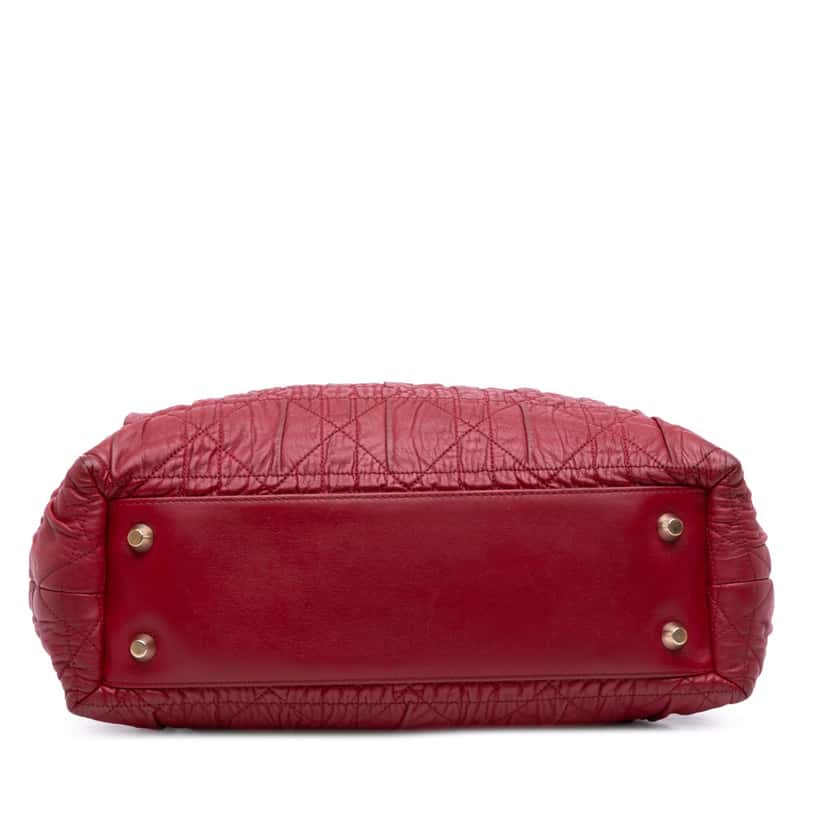 Dior Lambskin Gaufre Cannage Delices Tote Red Leather Good condition - Inside View