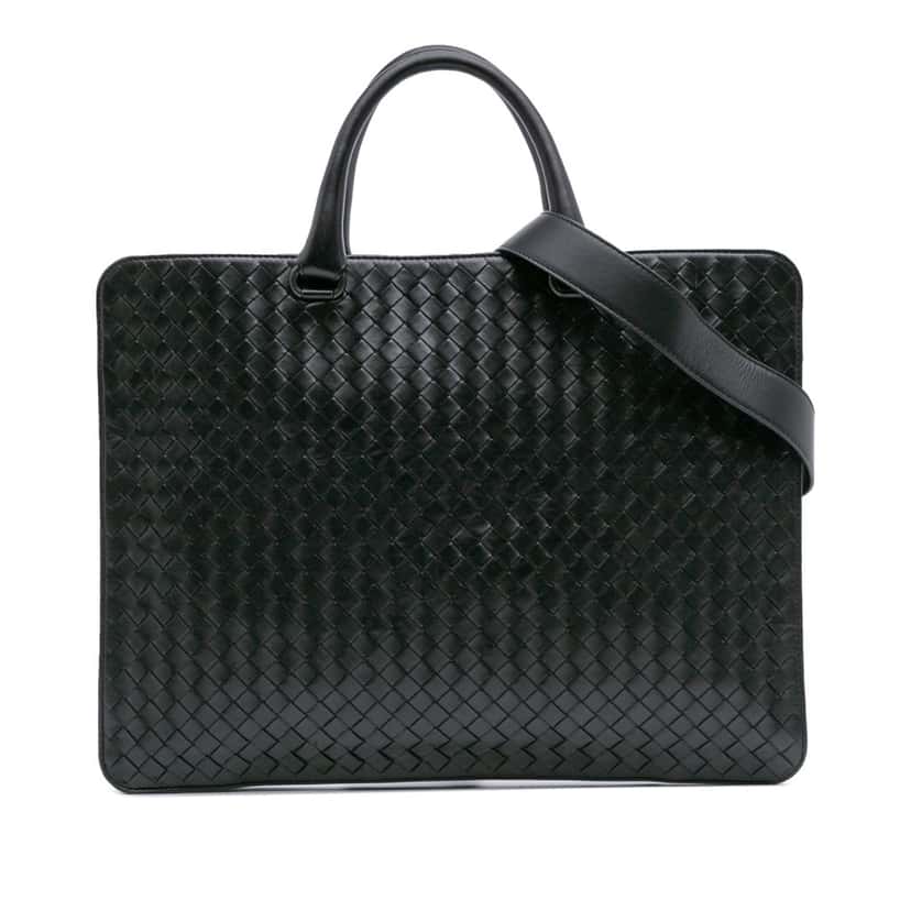 Bottega Veneta Nappa Intrecciato Business Bag Black Leather Good condition - Front View
