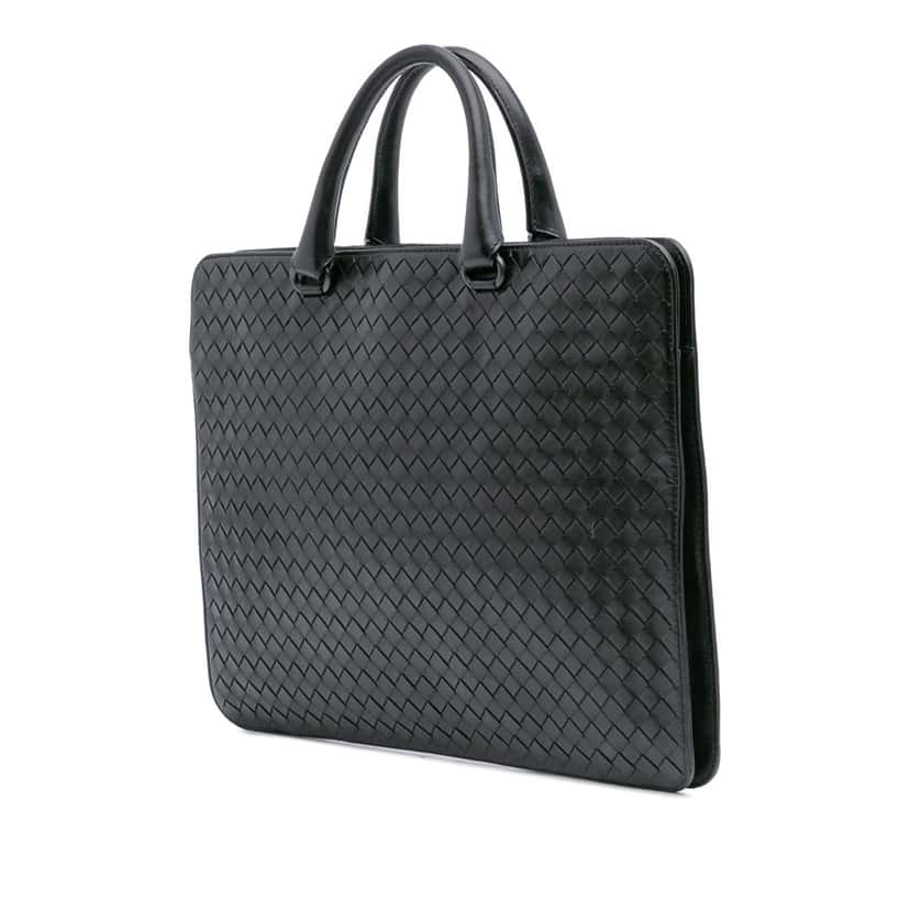 Bottega Veneta Nappa Intrecciato Business Bag Black Leather Good condition - Back View