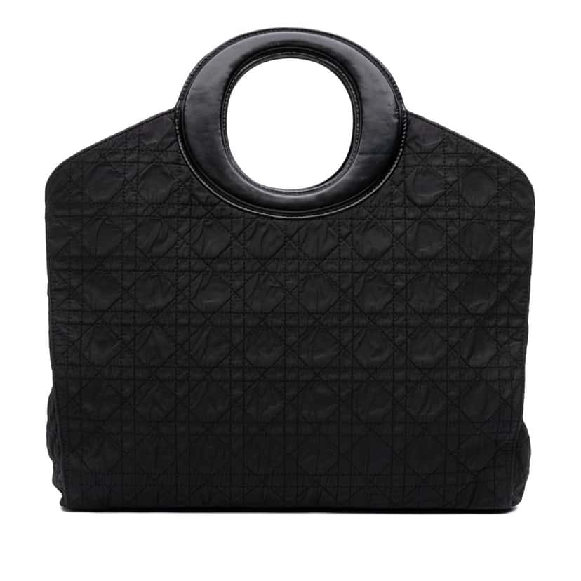 Dior Nylon Cannage Top Handle Tote Black Good condition - Front View
