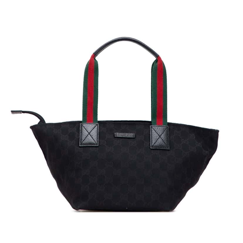 Gucci GG Canvas Web Handbag Black Canvas Good condition - Front View