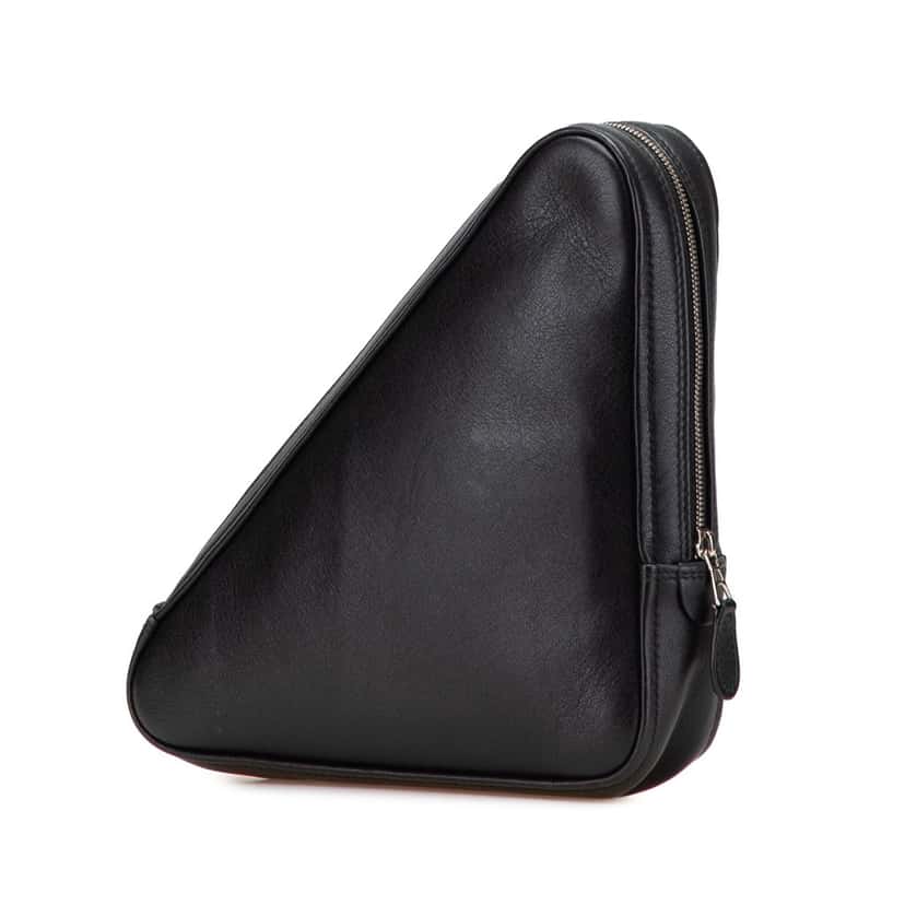 Balenciaga Medium Leather Triangle Clutch Black Leather Good condition - Back View