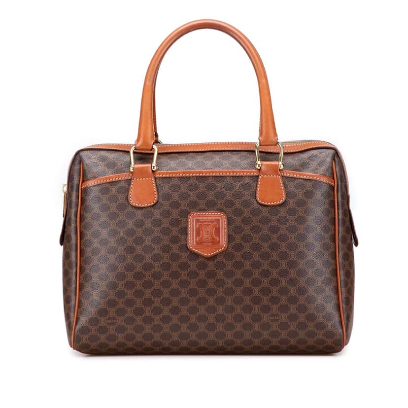Celine Macadam Coated Canvas Handbag Brown Canvas Good condition - Front View