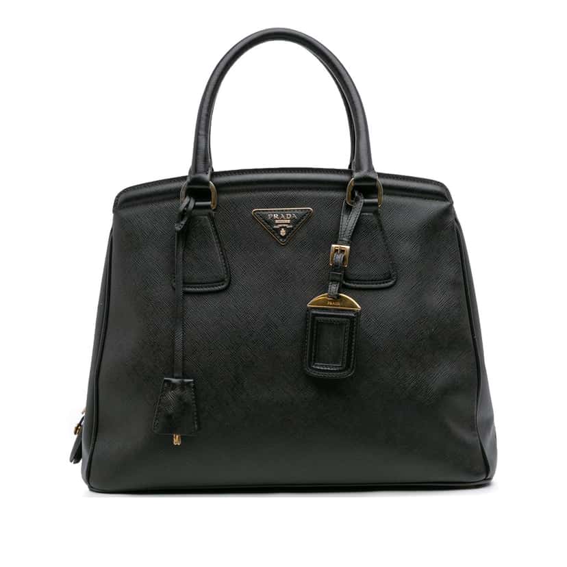 Prada Saffiano Lux Parabole Tote Black Leather Good condition - Front View