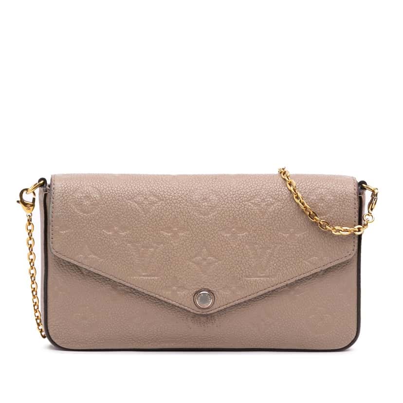 Louis Vuitton Monogram Empreinte Pochette Felicie Brown Leather Fair condition - Front View