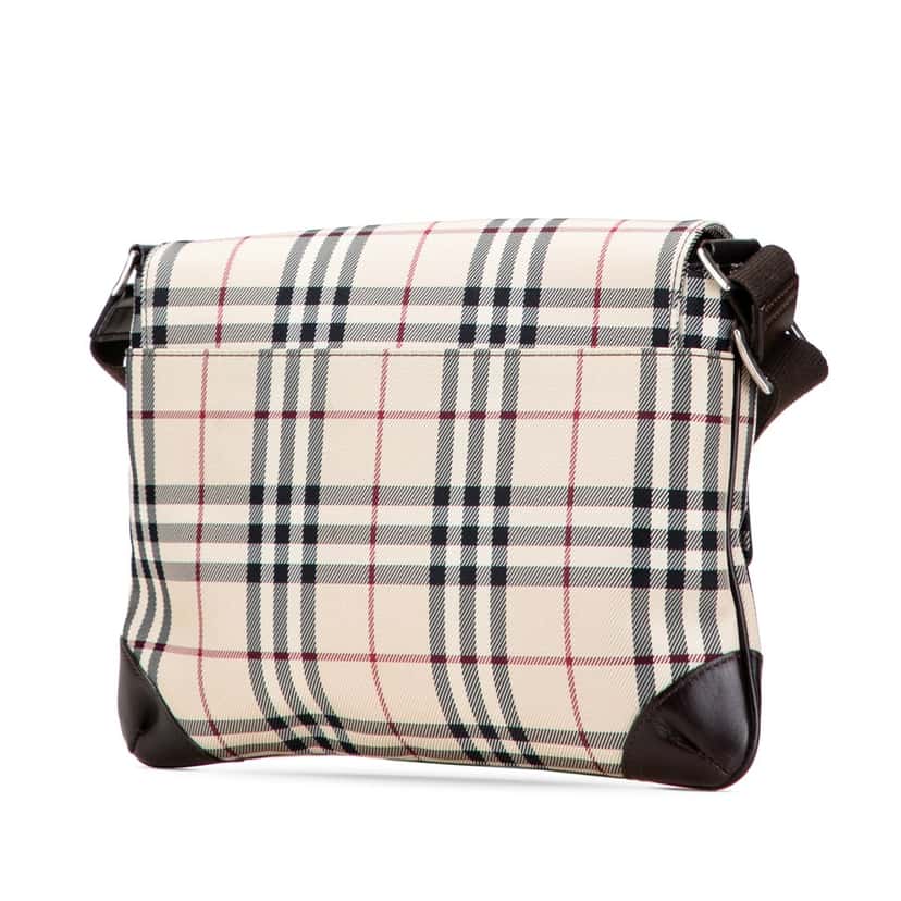 Burberry House Check Canvas Flap Crossbody Brown Canvas Good condition - Back View