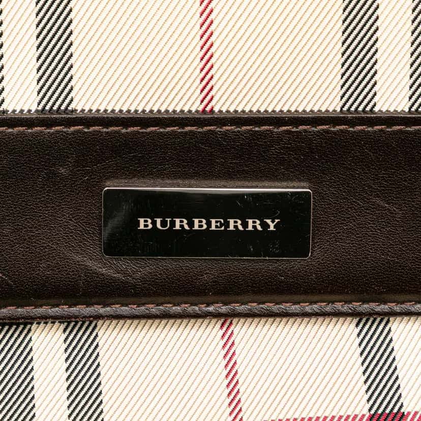 Burberry House Check Canvas Flap Crossbody Brown Canvas Good condition - Box View