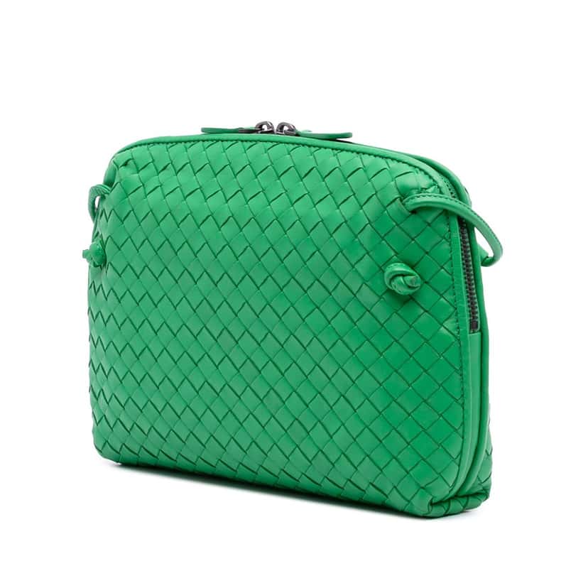 Bottega Veneta Medium Nappa Intrecciato Nodini Crossbody Green Leather Good condition - Back View