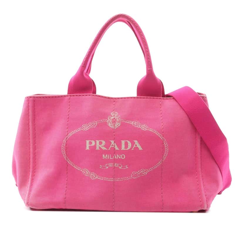 Prada Canvas Canapa Logo Satchel Pink Canvas Good condition - Front View