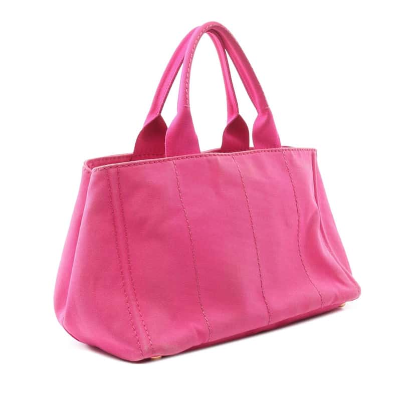 Prada Canvas Canapa Logo Satchel Pink Canvas Good condition - Back View