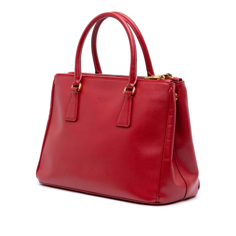 Prada Small Saffiano Lux Galleria Double Zip Satchel Red Leather Good condition - Back View