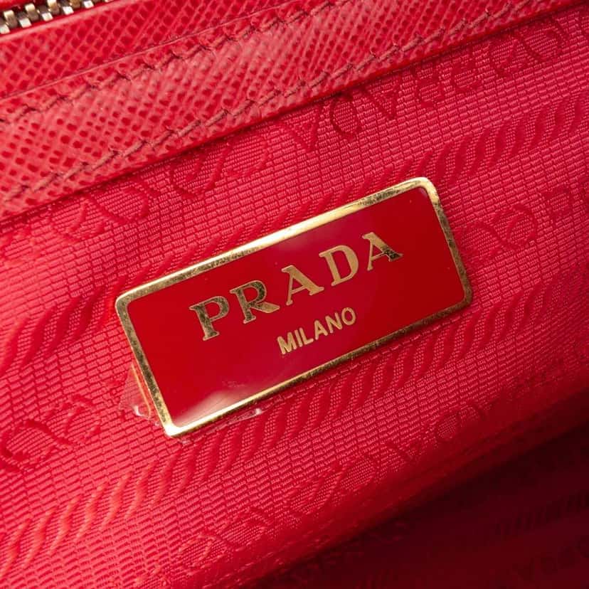 Prada Small Saffiano Lux Galleria Double Zip Satchel Red Leather Good condition - Box View