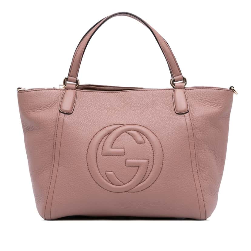Gucci Small Pebbled Leather Soho Cellarius Satchel Pink Leather Good condition - Front View